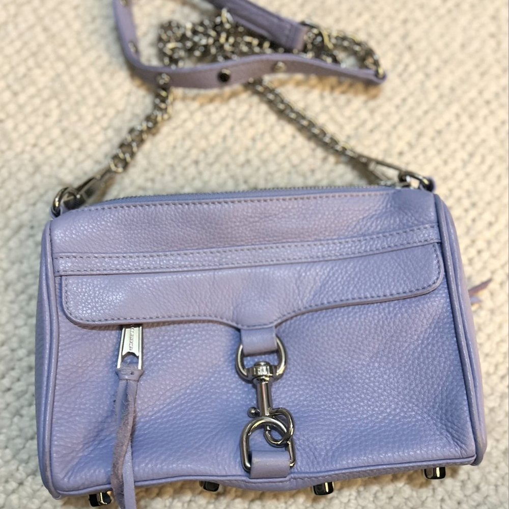 Rebecca Minkoff Mini Mac Bag in Color Periwinkle 100% Leather EUC - Picture 2 of 5